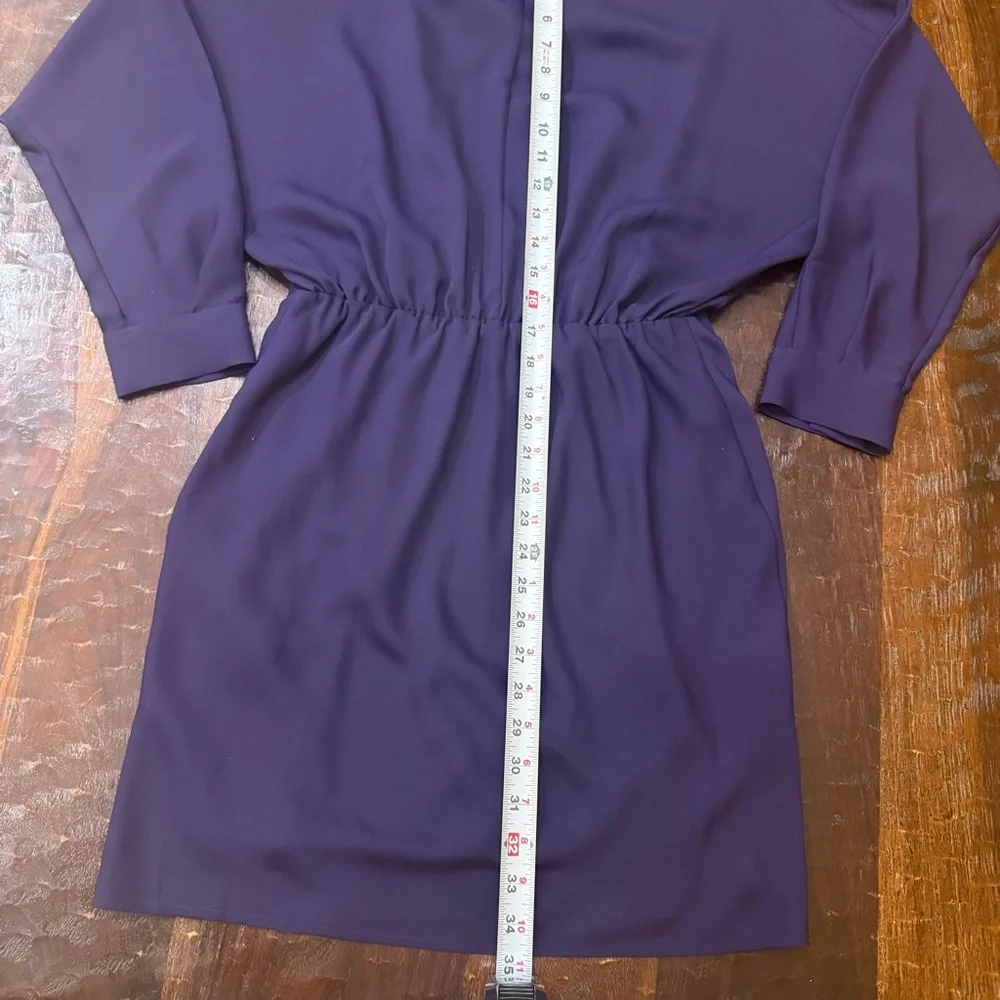 Express Collared Half Button Up Mini Portofino Shirt Dress in Deep Purple